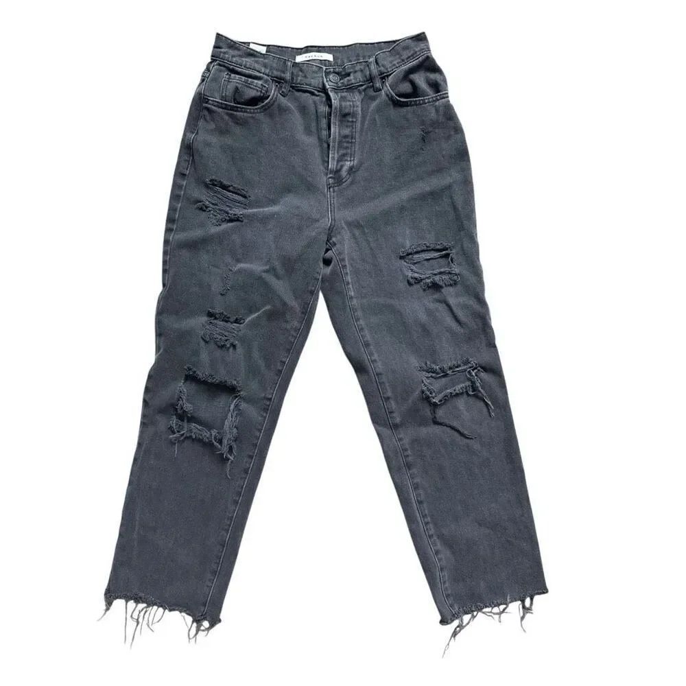 Womens PacSun High Rise Black Rinse Straight Distressed Jeans - Sz 26